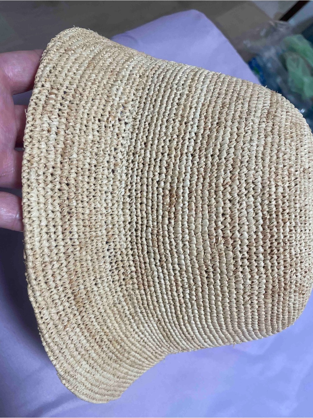 Loewe Straw Hat Size 57  Bucket hat in raffia and calfskin  Summer Hat Authentic - Picture 7 of 9